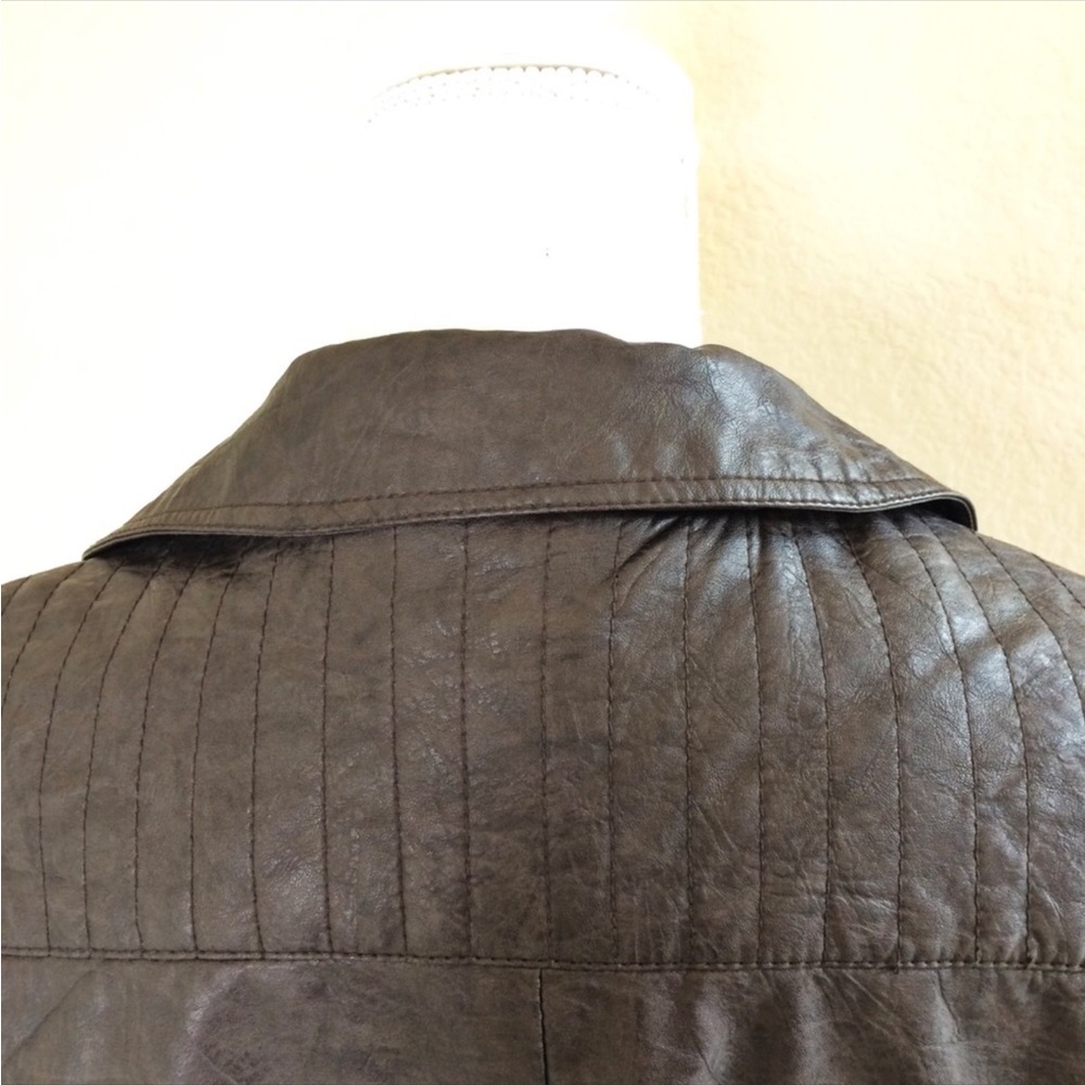 J2 Brown Faux Leather Cropped Moto Lined Jacket - Picture 11 of 16